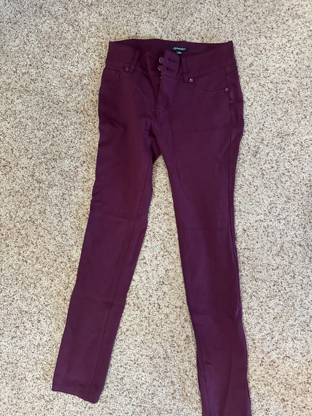 Shinestar Wine Red High-Rise Skinny Pants